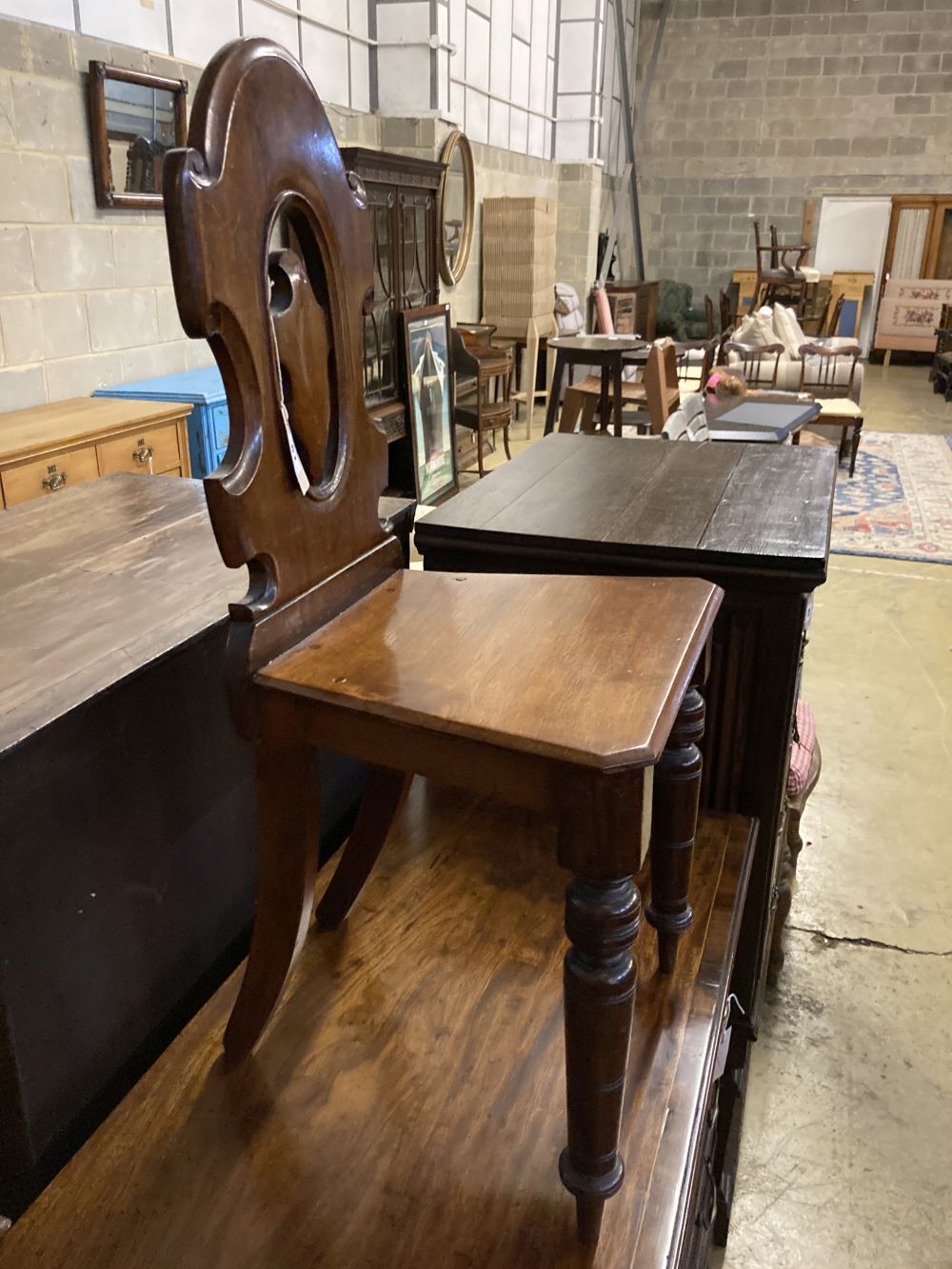 A Victorian mahogany hall chair